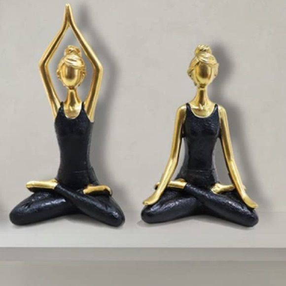 Large Meditation Yoga Pose Resin Statue Decor Set (8 and 10 in.) - Picture 9 of 9